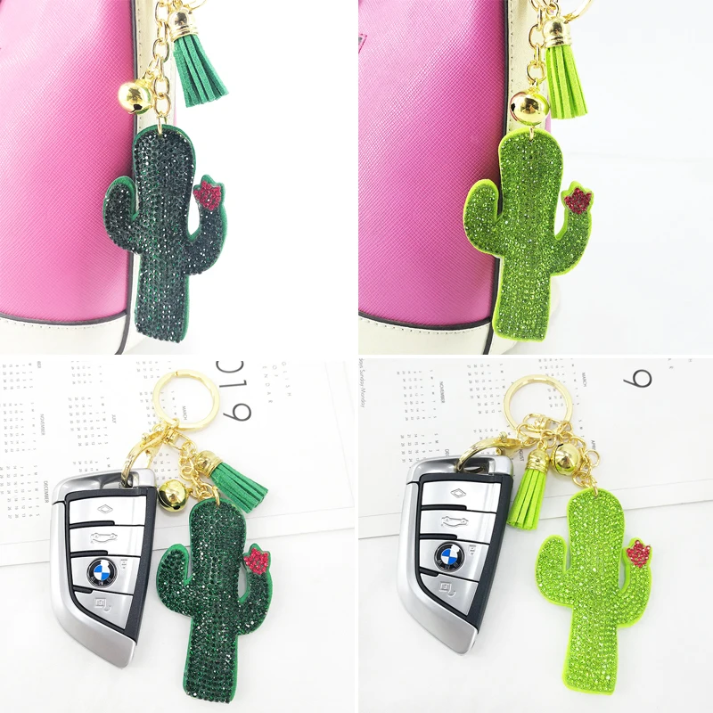 Trend Foreign Trade Korea Velvet Hot Cactus Keychain Pendant DIY Plant Tassel Bag Accessories