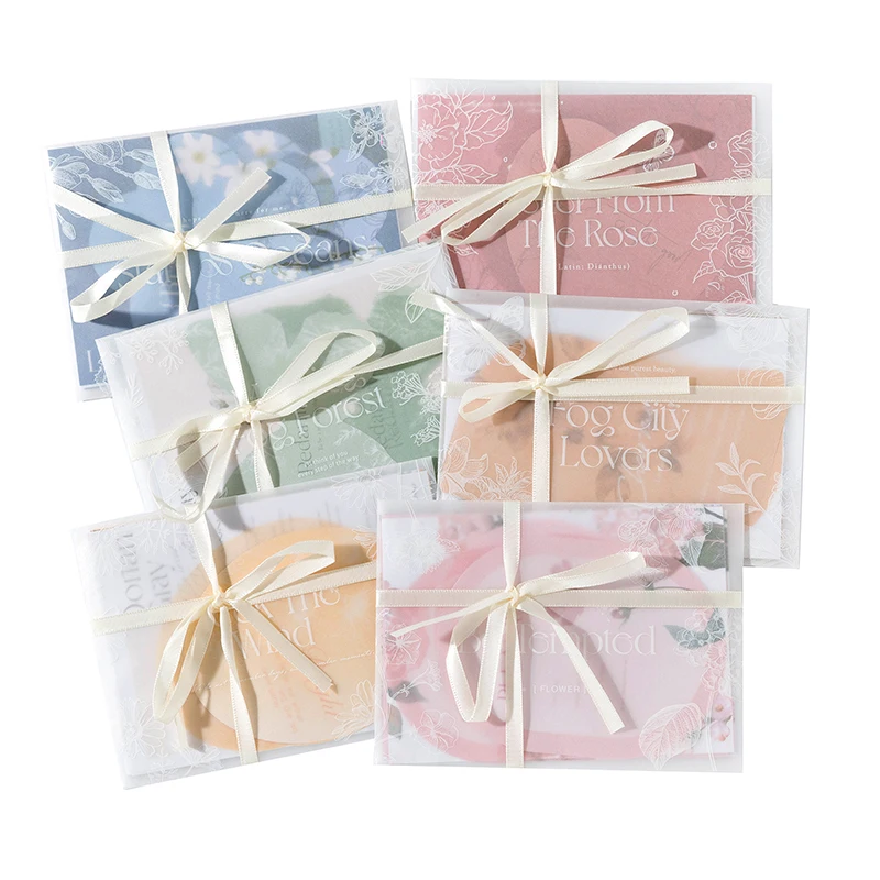 Flower Series Aesthetic Material Journal Decorative DIY Scrapbook Supplies Paper Art Craft Diary Stationery Sulfuric Acid Paper