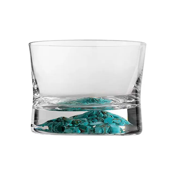 Silverbox New Arrival 120ml Whiskey Glass Classic Turquoise Shot Glass for Cocktails Transparent Drinkware Business Gifts