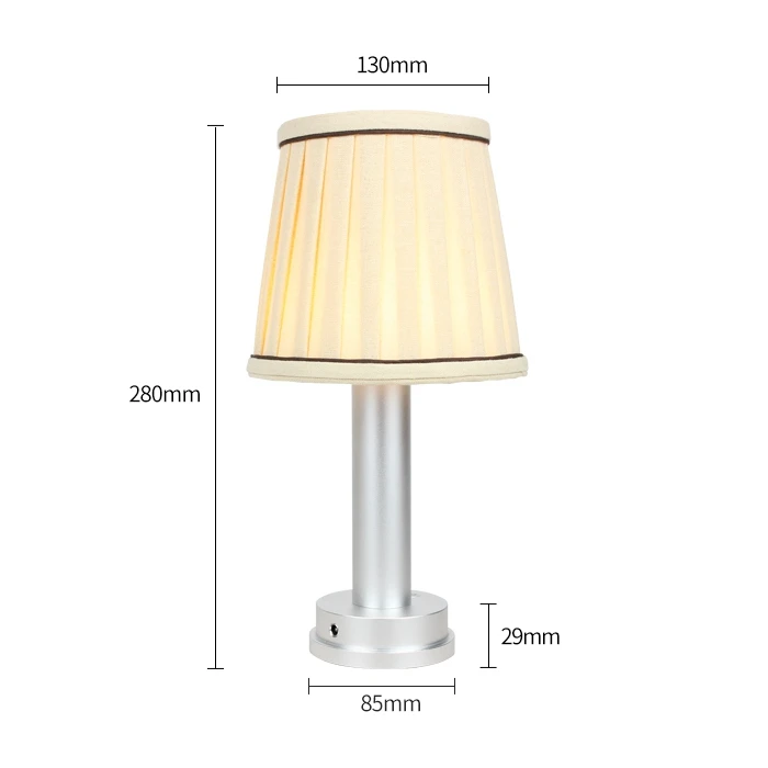 Nordic modern hotel table lamp fabric shade home decorative bedroom bedside metal desk lamp rechargeable