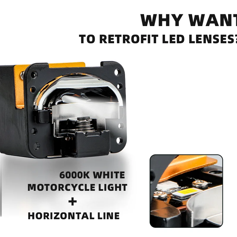 Auto LED Headlights1.5-Inch Matrix Dual Lens Square H4 Projector CSP 6000K Laser Headlight Bulb