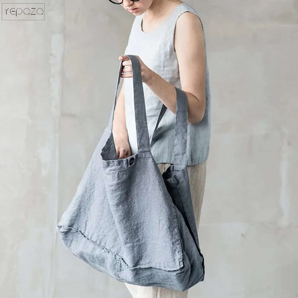 Linen tote bag in Dark Grey-Graphite  linen beach bag  linen shopping bag