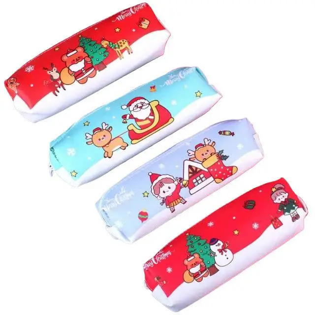 New Arrivals Christmas Style Zipper Stationary Bag Portable Big Capacity Kids Pencil Case