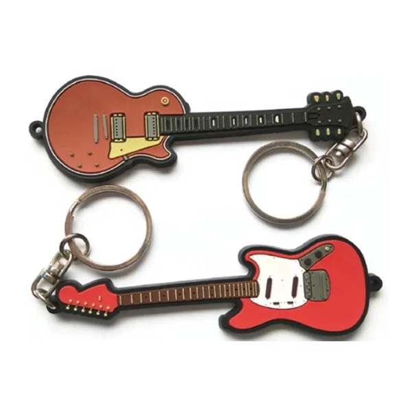 Guangzhou custom rubber  guitar shaped key chain