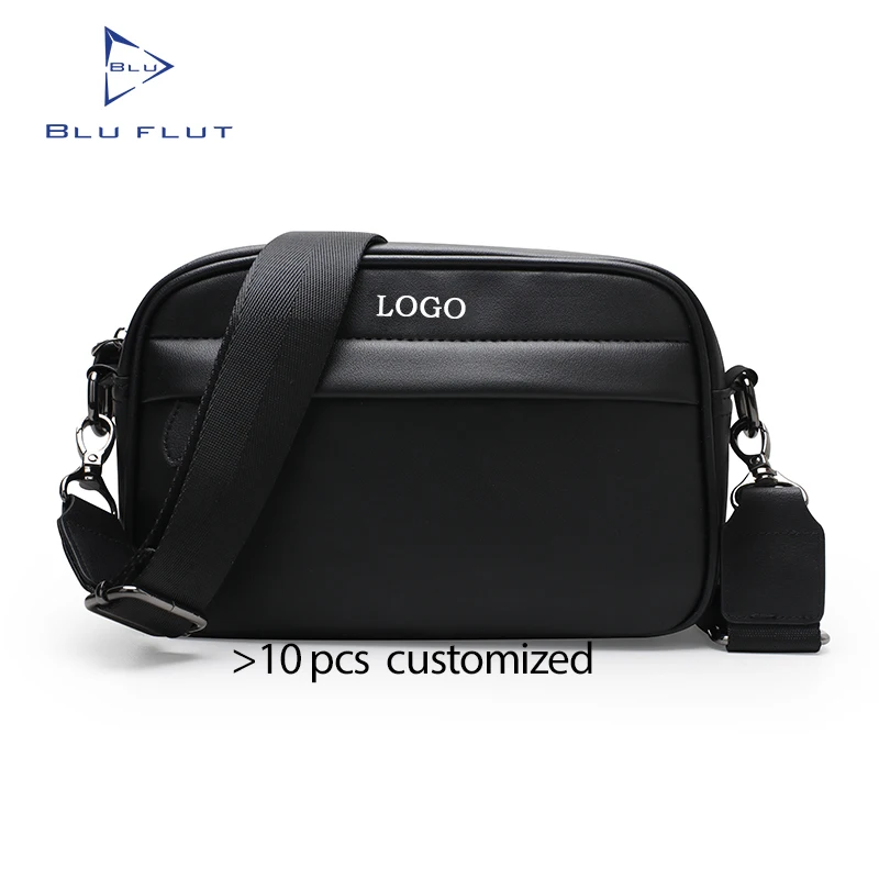 Blu Flut man crossbody bag PU Leather custom leather Shoulder Bag Small Messenger Bag for Men