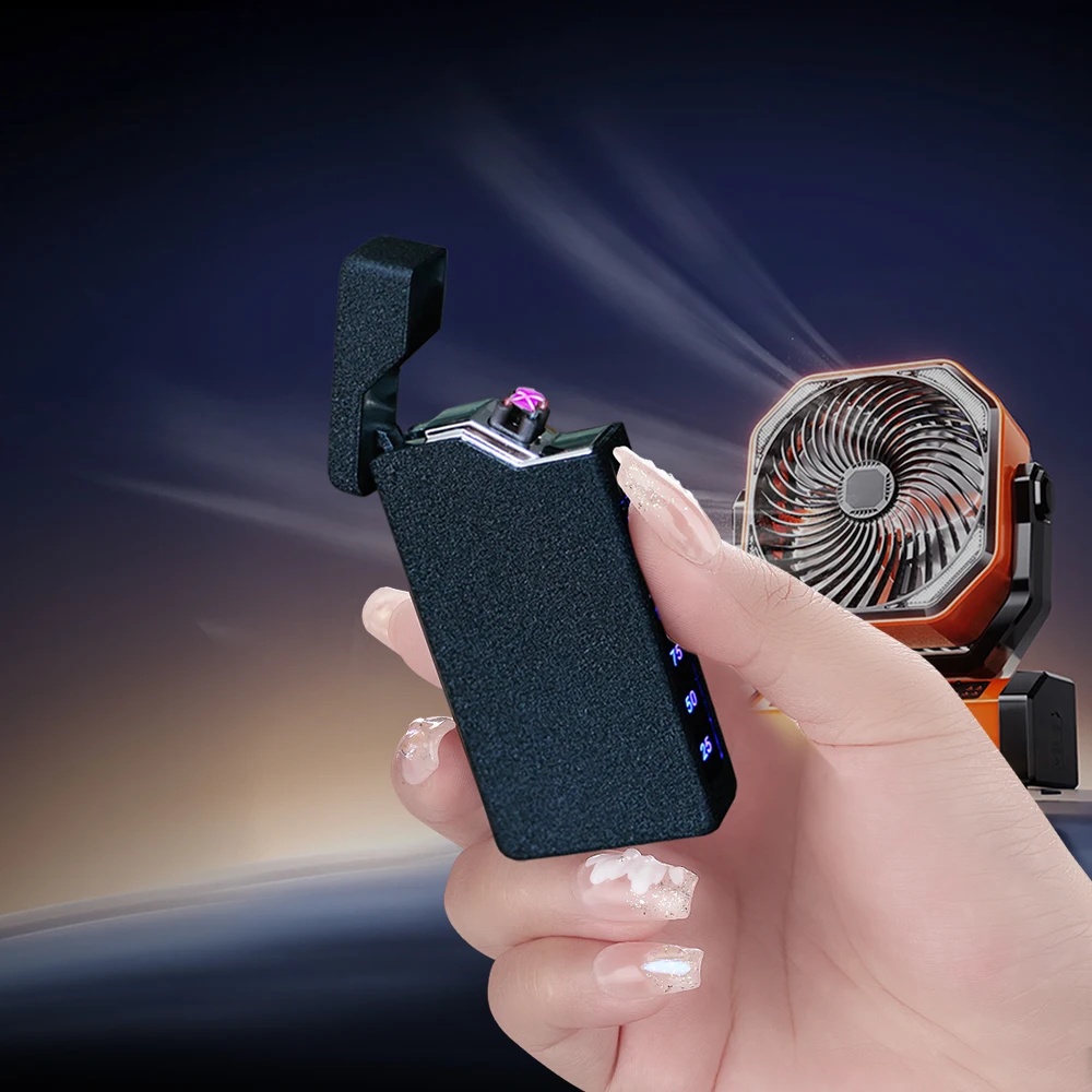 Electric Smoking Lighter USB-C Rechargeable Custom LOGO Gift Idea Electric Plasma Double Arcs Cigarette Lighter