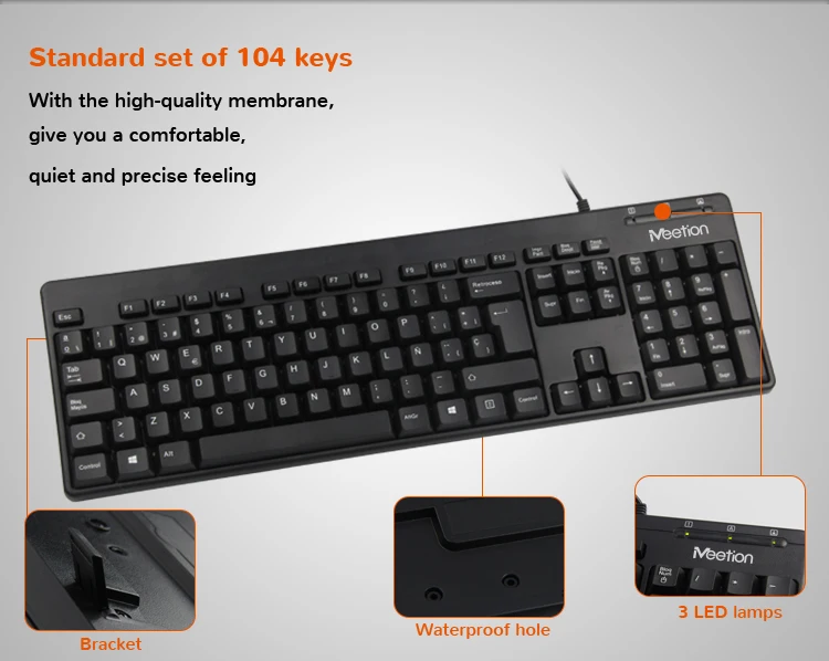 AT100 Full Size PC Computer Mous Wired Keyboard And Mouse Set Combo, Shenzhen Wired Mouse And Keyboard Combo