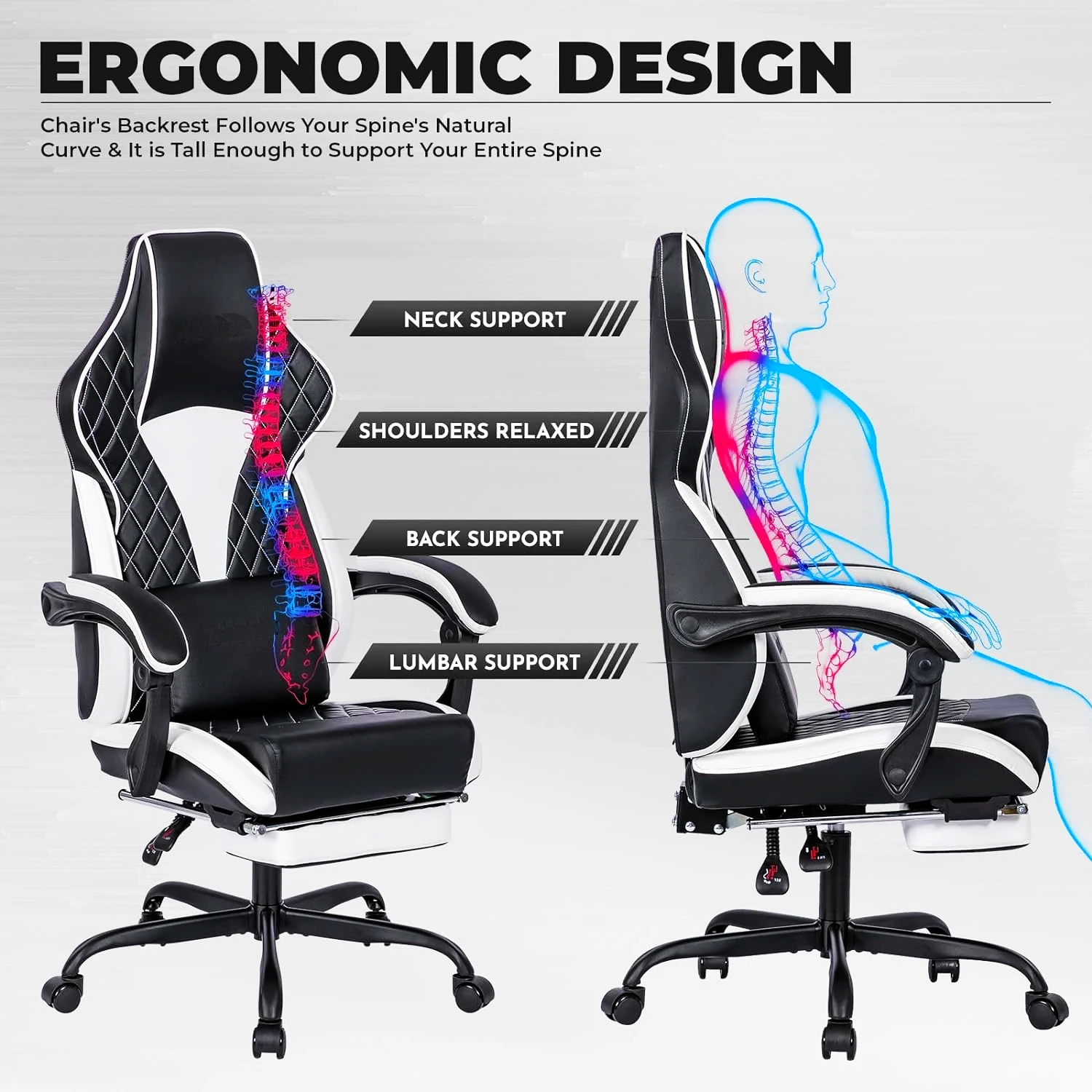 Wholesale Price Ergonomic Office Video Game Gaming Chair with Footrest and Massage Lumbar Support, Adult Gamer Chair with Adjust