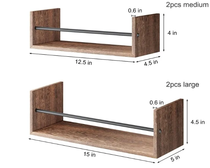 Farmhouse Rustic Wooden Wall Floating Shelves For Living Room Kitchen 100% Solid Wood Wall Mounted Shelf For Home Decor