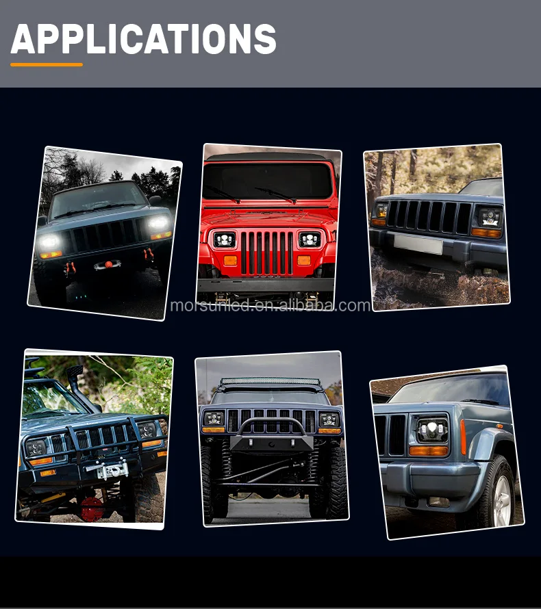 DOT Emark 5x7' inch led headlight with halo DRL Turn Signal light for Jeep accessories square led lights 12v