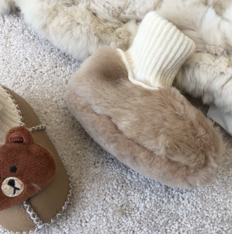 Sheepskin wool baby shoes winter baby toddler shoes
