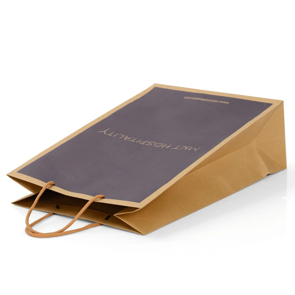 Wholesale recycled custom coffee socks takeaway restaurant flat wax lined brown sacs papier kraft paper bag with handle