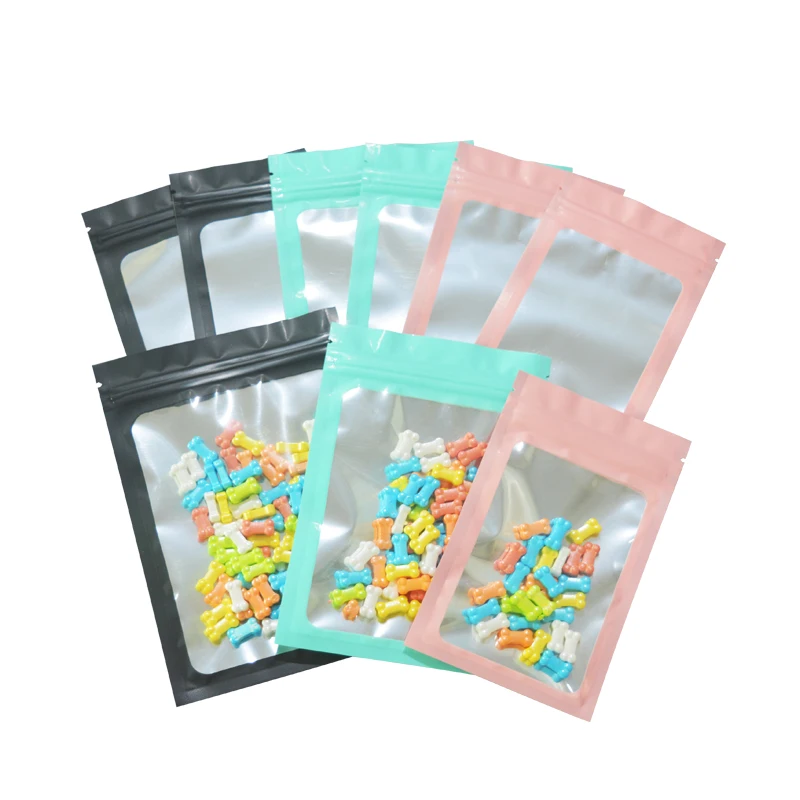 Aluminum Foil Zip Lock Clear Plastic Packaging Food Storage Small Ziplock Pouch UV Clear Window Tea Bags Black Mylar Cigar Bags