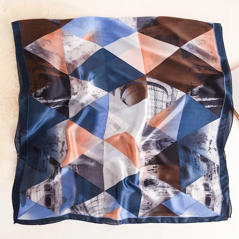Wholesale 2020 hot sale turkey silk shawl fashion long soft women foulard luxury geometric print girl silk scarf for gift
