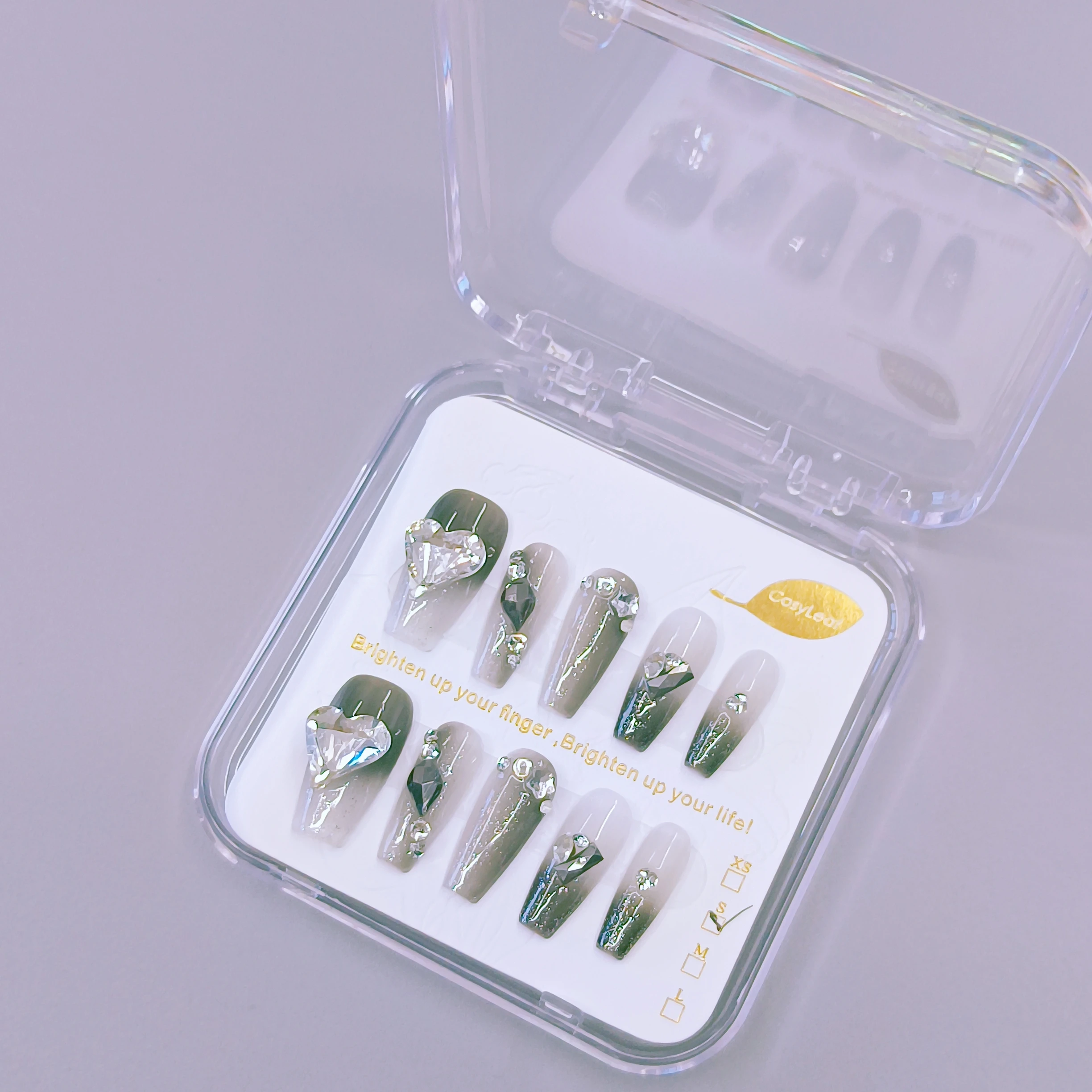 Pure Handmade Press On nails 10 Pcs Artificial Fingernails Reusable Square Stick on Nails French Nails