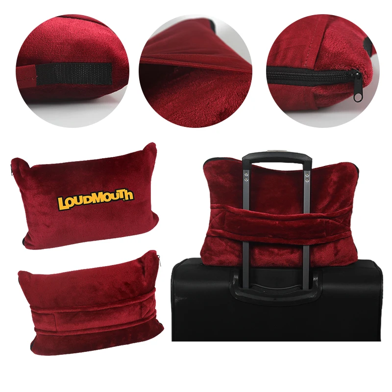 ECO-Friendly Travel Blanket and Pillow 2 in 1 Airplane Blanket with Soft Bag Pillowcase Hand Luggage Sleeve and Backpack Clip