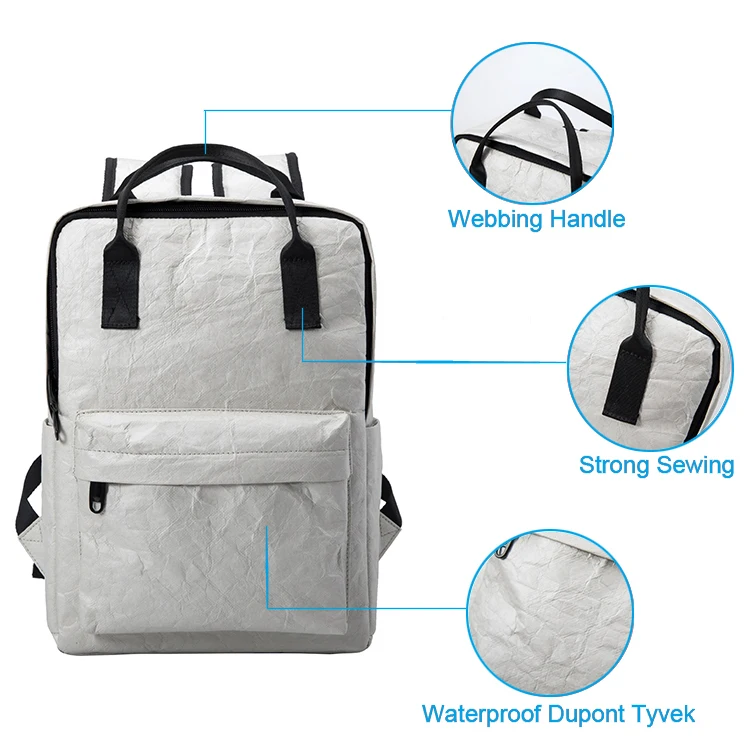 Juni fashion outdoor sports backpack custom casual travel rucksack waterproof dupont tyvek paper bagpack