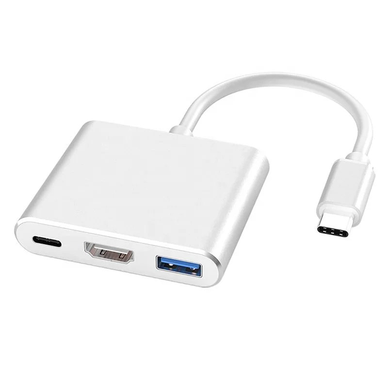 usb c hub oem 3 port 3 in 1 usb-c hub to Quick Charging Port USB 3.0 to 4K UHD Output