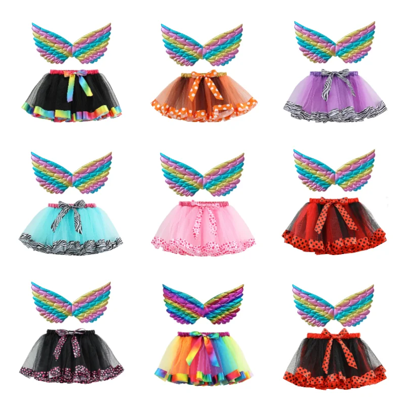 Girls Tutu Skirt Butterfly Wings Stage Performance Tulle Tutu Skirt Girls Princess Party Holiday Costumes