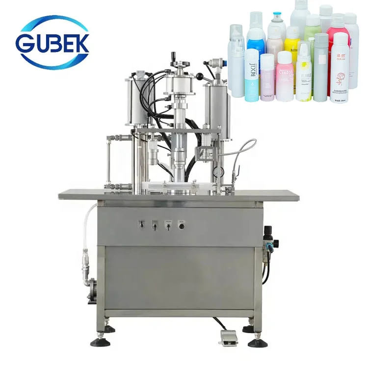 GUBEK semi automatic complete high speed rotory bov aerosol can filling machine manufacturer