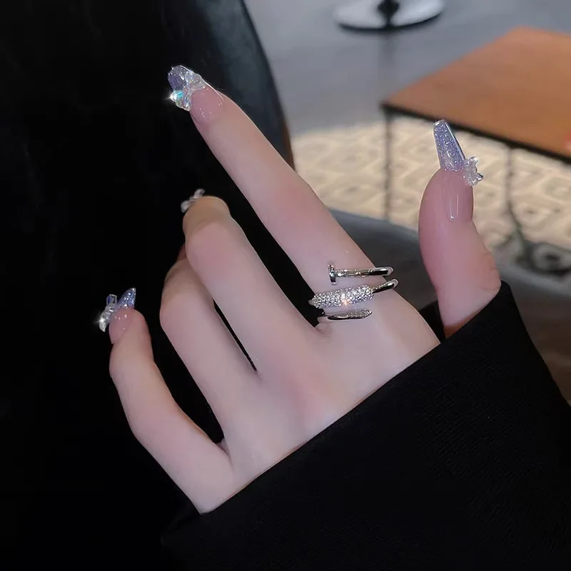 Custom 316 Stainless Steel Rings Classical Simple Plain Jewelry Open Statement Zircon Circle Ring For Women