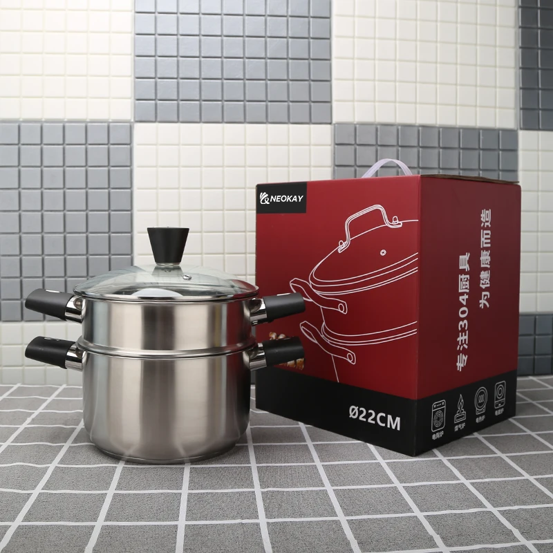 Большой горшок Круглый Кухня 3 слоя дно для еды из нержавеющей стали на складе кастрюля для супа (20 см)