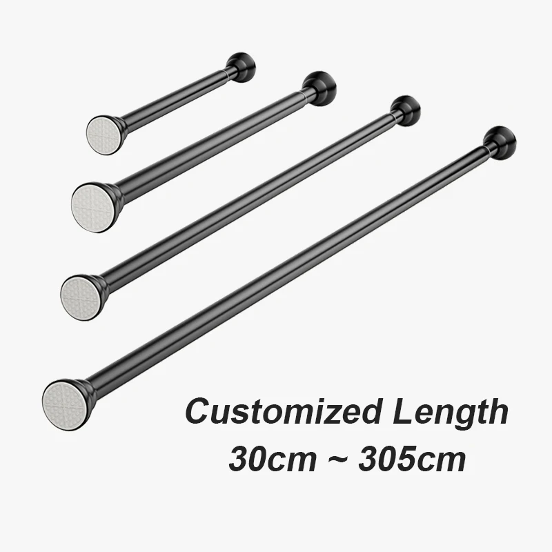 Hot Sale Metal Extendable Curtain Poles Telescopic Rod For Bathroom Shower Curtain Poles No Drill