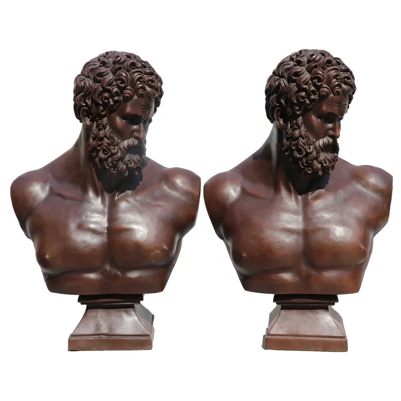 SHENGHUA Customized Natural stone man hand carved mixed color marble roman  bust statue sculpture for sale