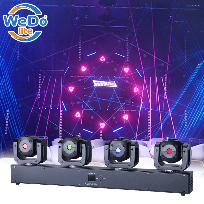 Disco Laser Light LED 4 Heads RGB 3in1 Laser Stage Light 4 Heads Moving Head DJ Laser Light