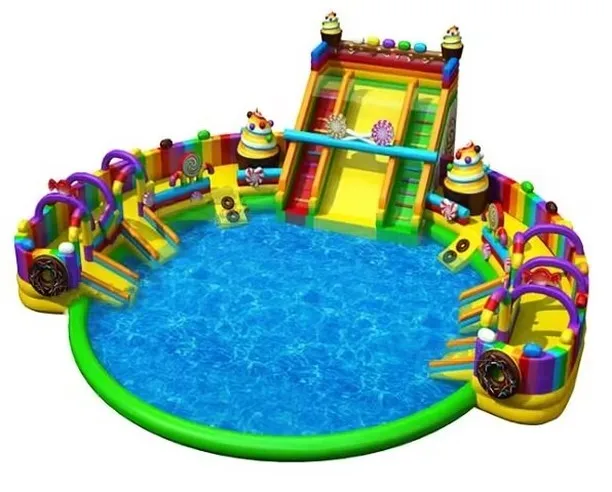 Commercial Inflatable Park Bounce House Water Slide With Pool Inflatable Water Park Games