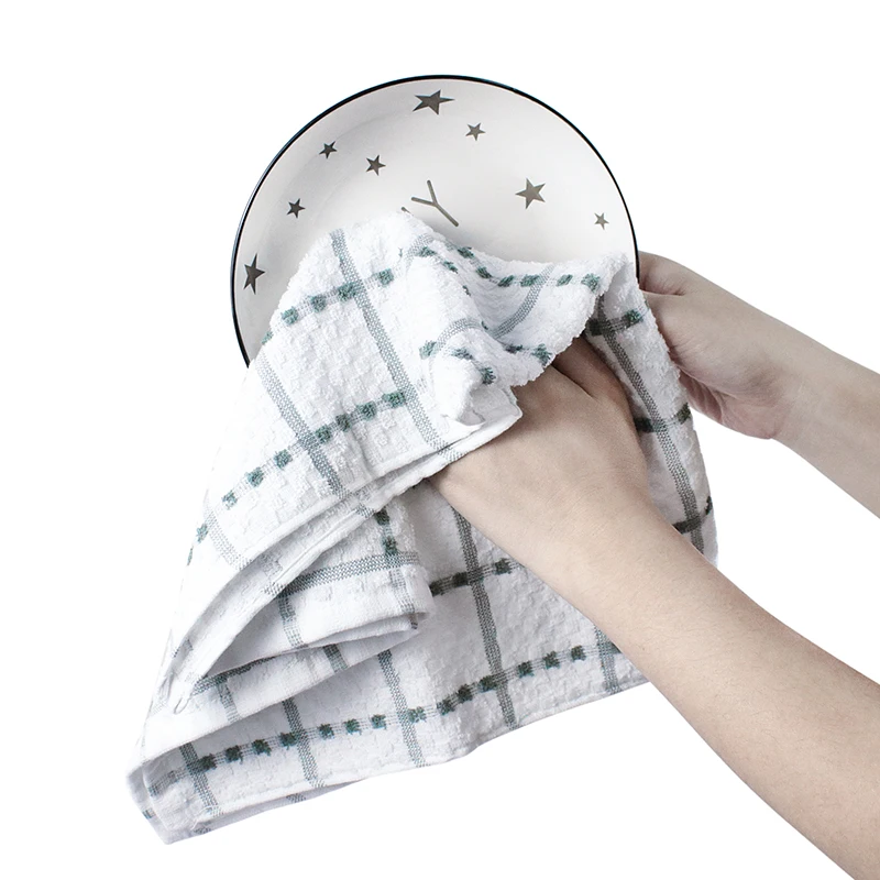 Morden Luxury Factory Manufacture Multi Purpose Kitchen 37*64cm Waffle Weave Cotton Plaid Tea Dish Towels