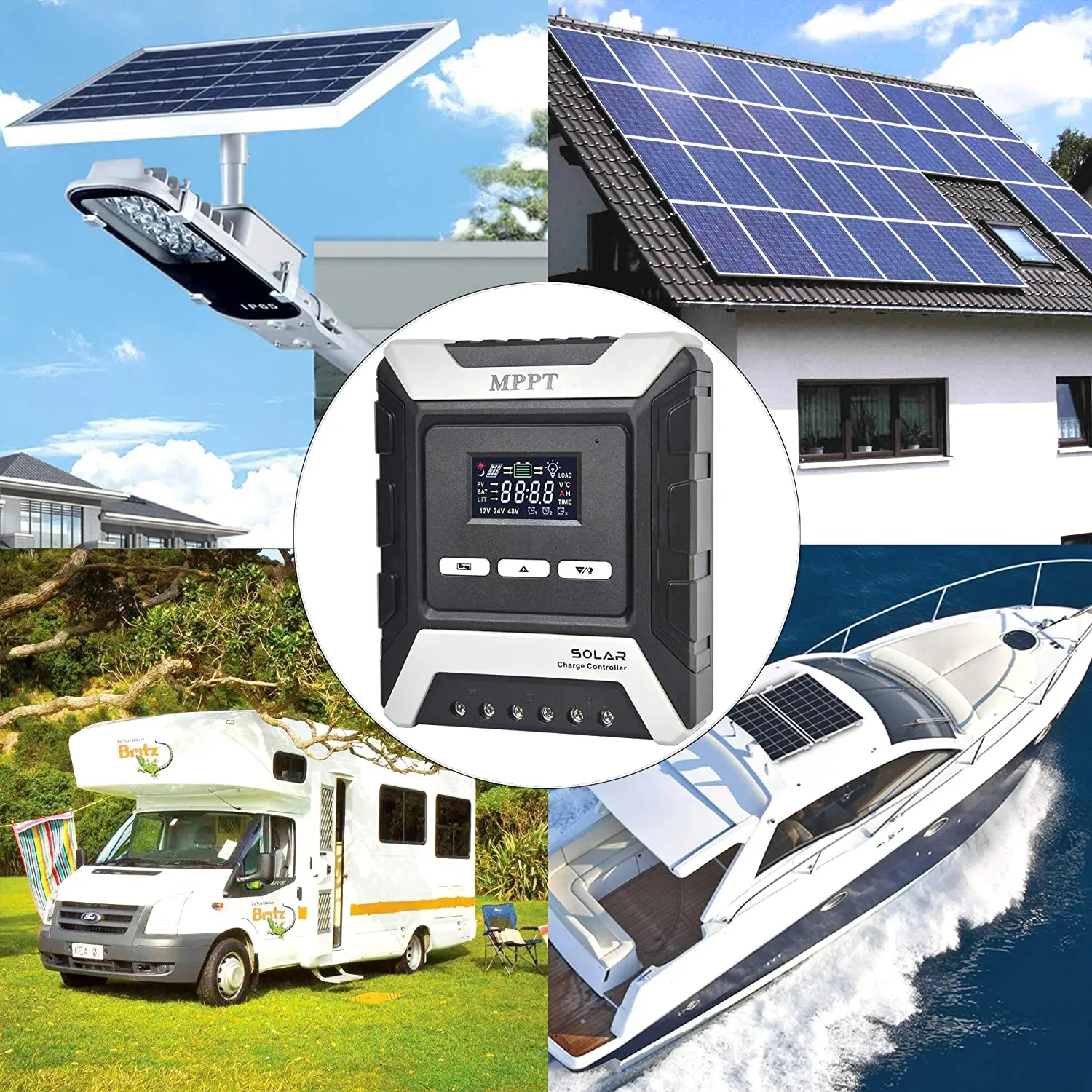 wholesale Solar Charging Control 12V 24V 48V automatic 10 20 30 40 50 60 80 amp MPPT Solar Panel Charge Controller