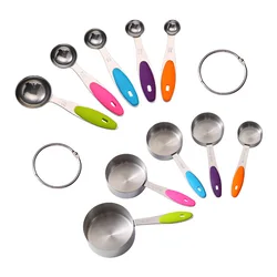 New Arrival Stainless Steel Measuring Cup And Spoon Set With Silicone Grips Baking Gadgets Spoon