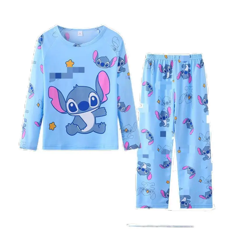 2025 cartoon sanrioed hello kt pajama set kid autumn winter stitches pajama set plush fleece thick homewear Long sleeve set girl