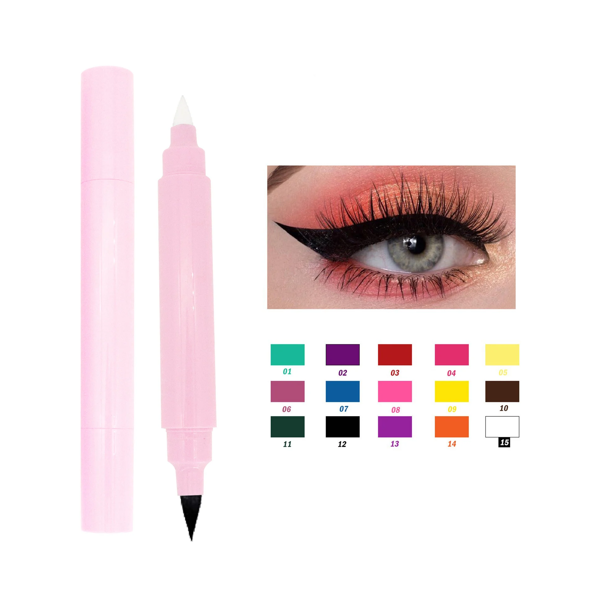Private Label Fast Dry Double Hand Waterproof Long Lasting Liquid Eyeliner With Eraser Pencil