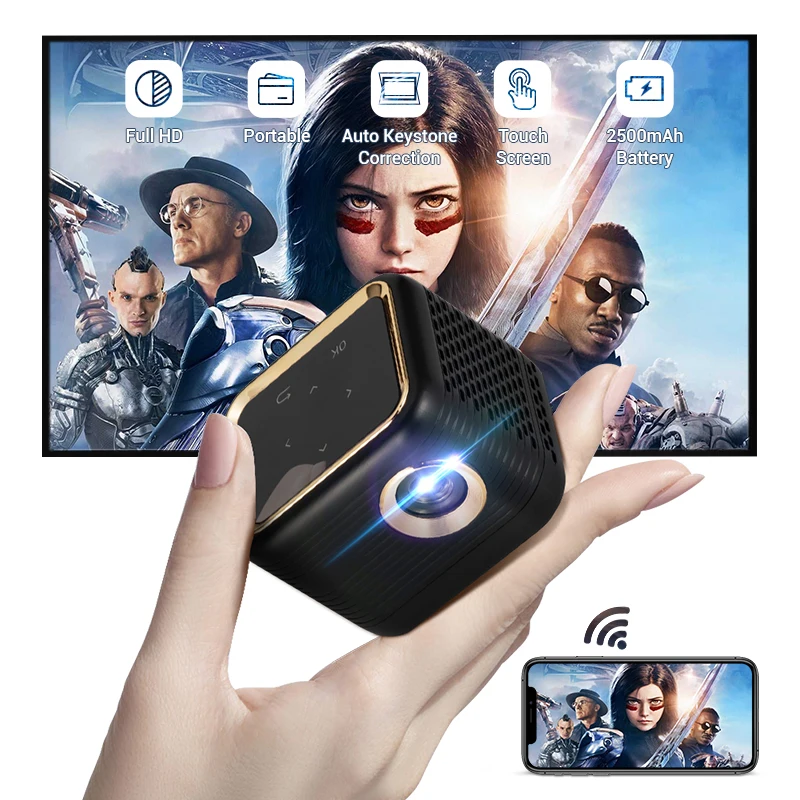 Pico projector mini portable ultra hd basic proyector for home theater smart touch led christmas cube short throw dlp projectors