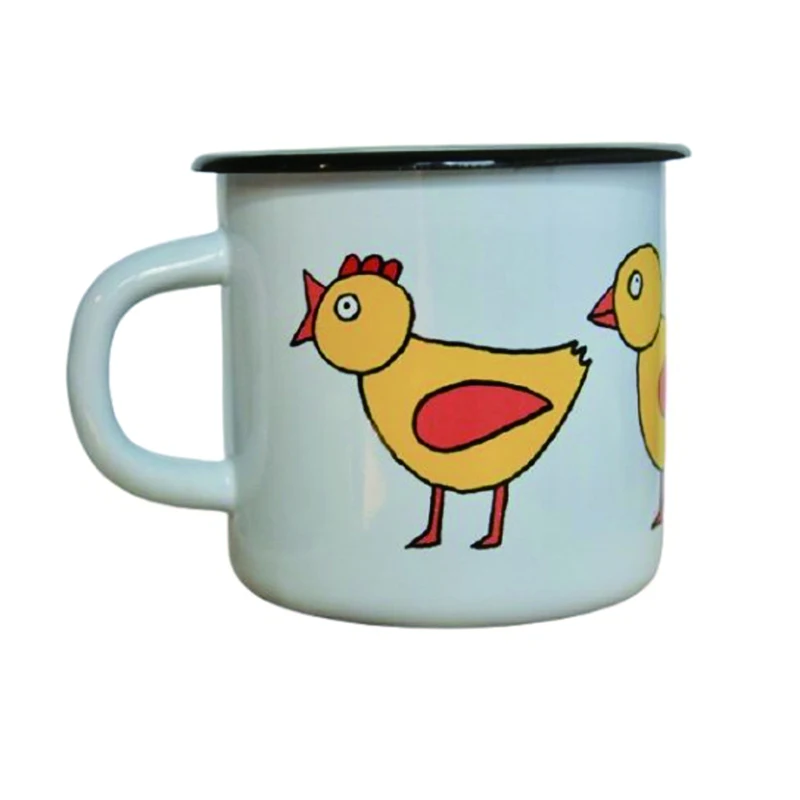 140ml mini small size OEM printing Vintage design white ceramic coffee beer drinking steel metal enamel espresso cup
