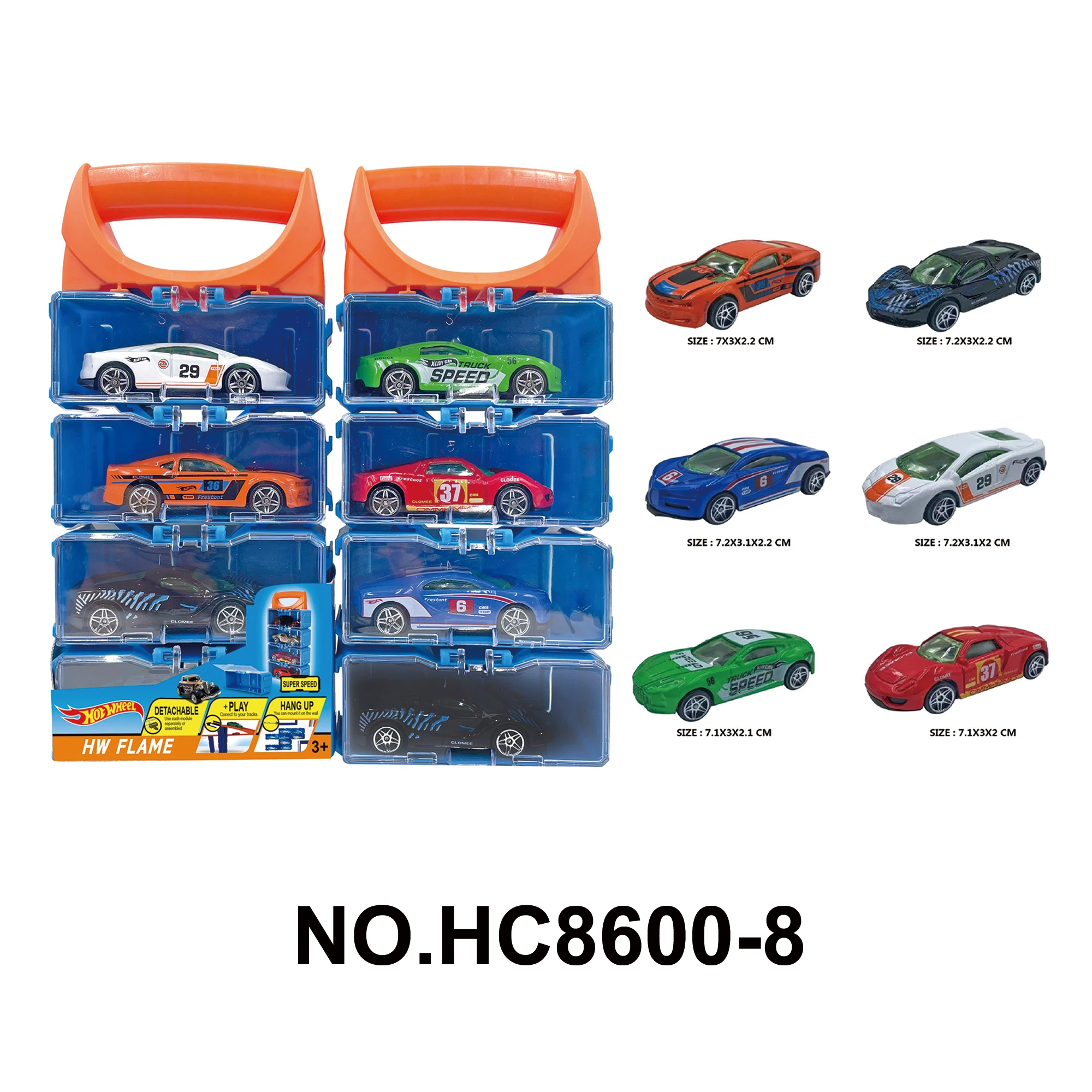 HotWheels Style 1:64 Scale 4-Piece Premium Alloy Diecast Portable Box Set DIY Perfect Gift Pull-Back Action Vehicles for Kids 3+