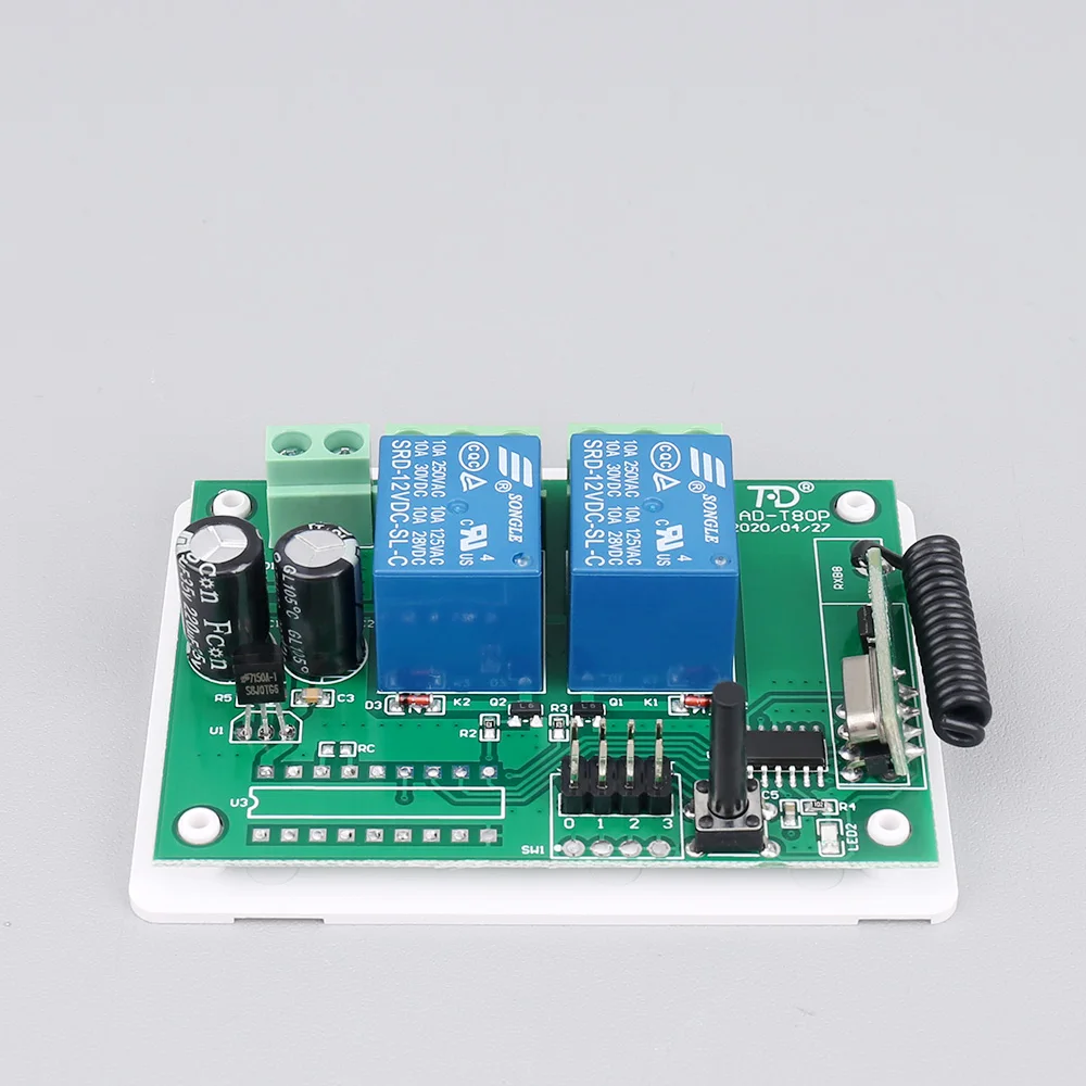 DC12V 2 Channel RF transmitter  receiver Relay Module 50M Wireless Remote Control Switch