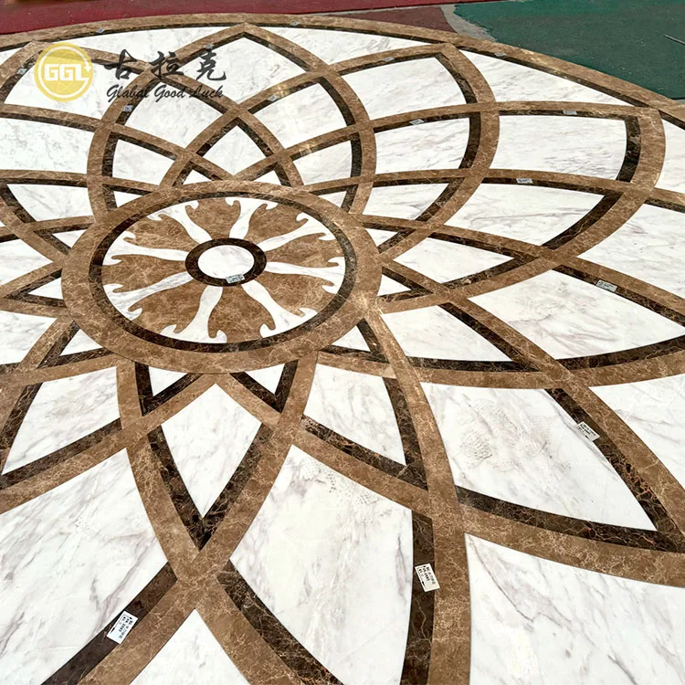 Luxury Mosaic Tile Medallions Motif Pattern Floor Design Waterjet Marble Mosaic Tile Flooring