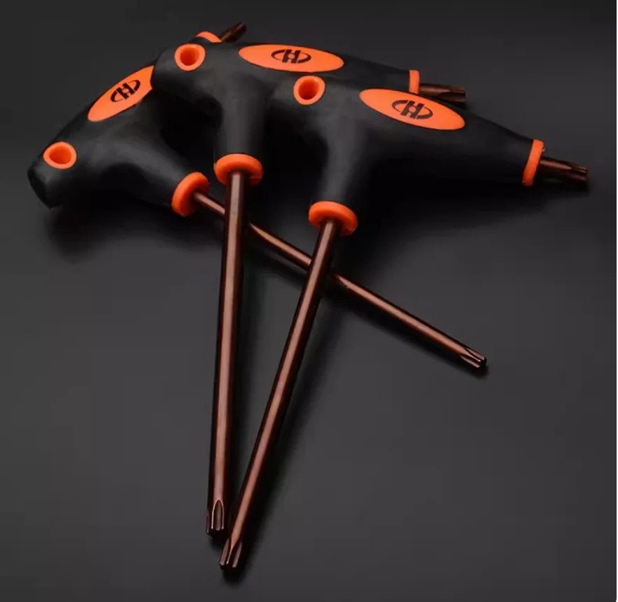 T10-T50 Wholesale Crutch Flat Head Matte Lengthened Hex Wrench Plastic Handle T-shaped Hexagon Screwdriver