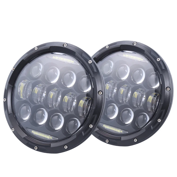 
Motorcycle lighting system 4X4 Offroad RGB 7 round led headlight High Low Beam off road 90w 7inch 