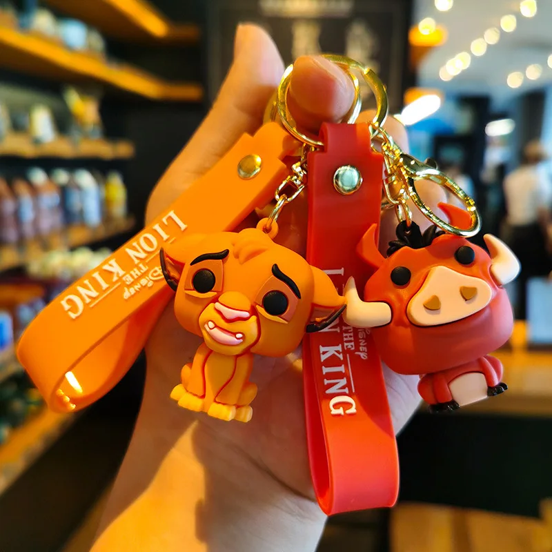 The Lion King Keychains Kawaii Simba Pumbaa Timon Keyring Car Key Ring Cosplay Phone Handbag Ornament Kids Jewelry Gifts