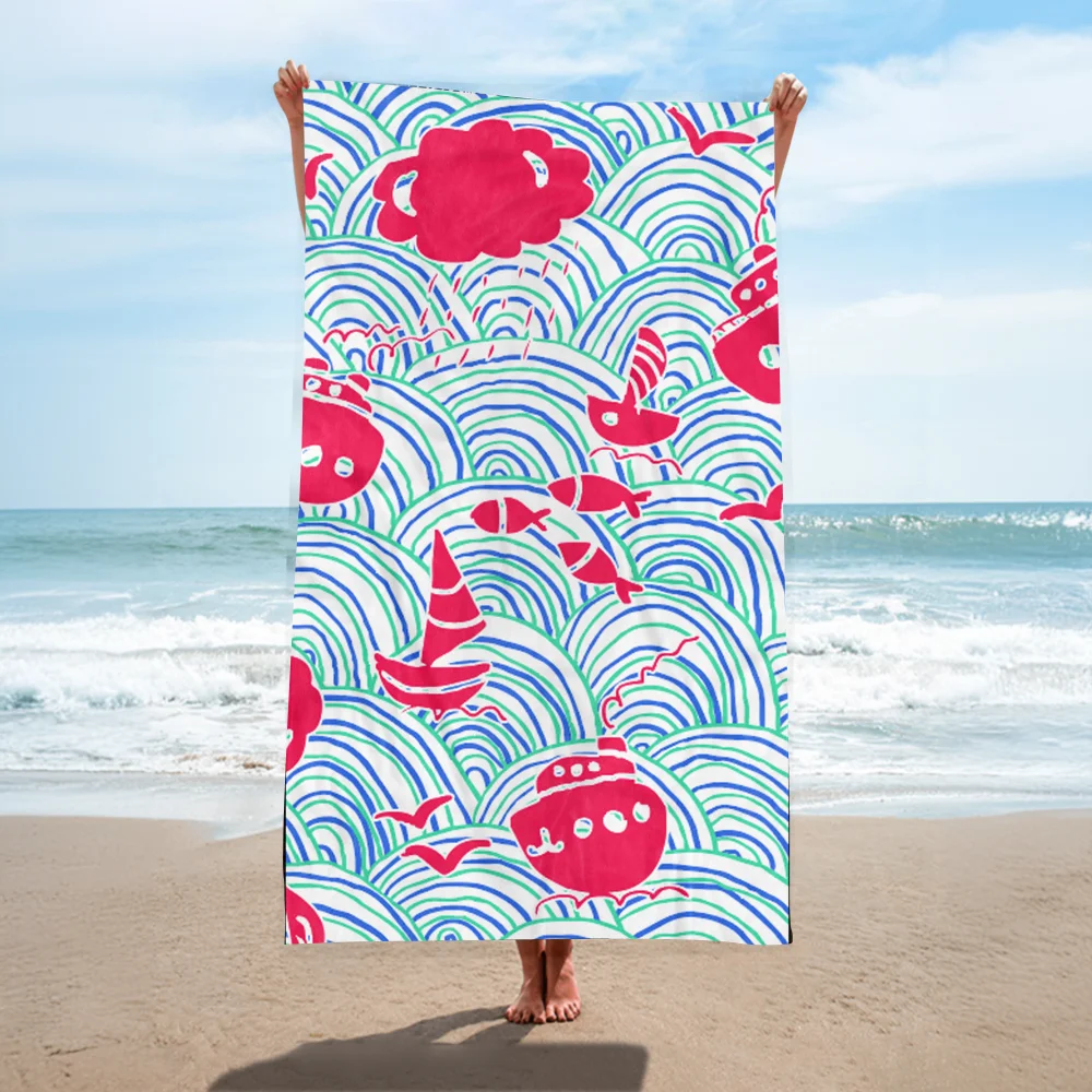Custom Print Hawaii Swim Oversized Bulk Wholesale Large Digital Printed Quick Dry Luxury Microfiber Beach Towel