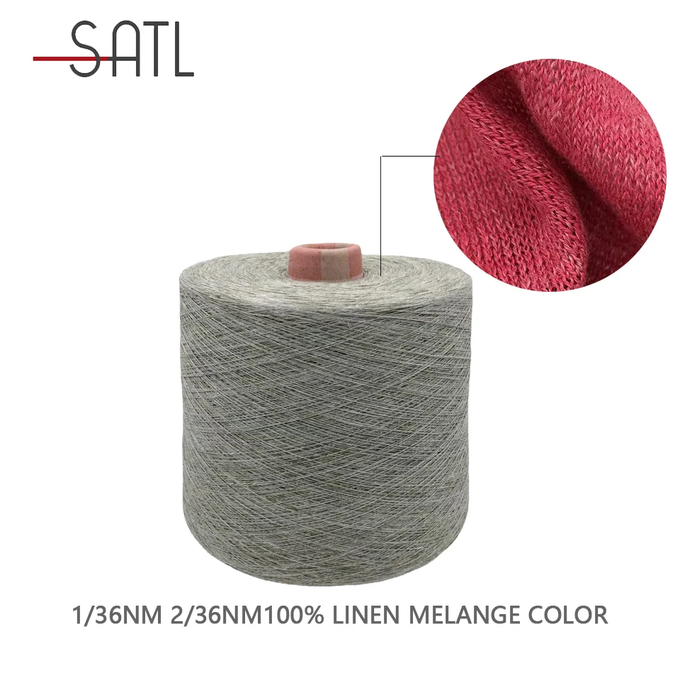 Wholesale Wet Flax Spinning 1/36nm 2/36nm100% Linen Melange Color Yarn With High Strength