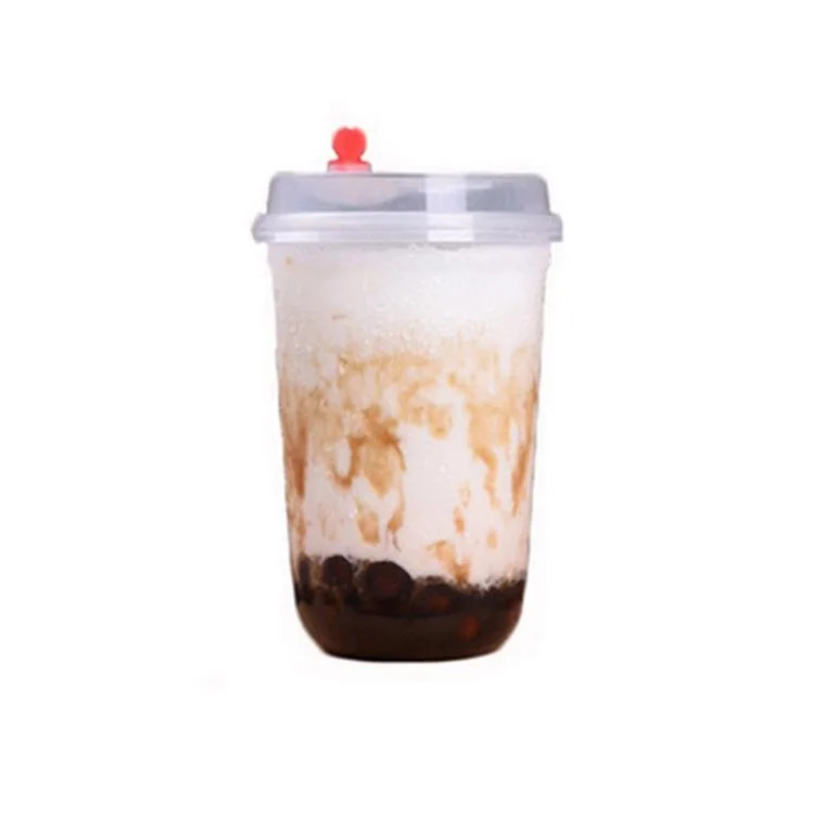 
Disposable 90 caliber 700ml injection clear disposable PP U shape cup boba bubble milk tea cup 