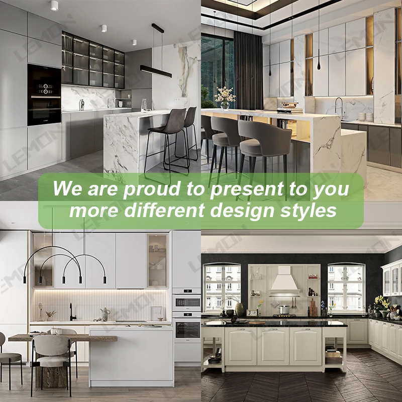 The latest modern design in 2024 gray glossy kitchen cabinet modern designs kitchen cabinets made in china