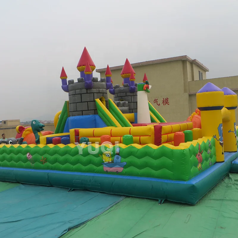 Dinosaur theme Amusement Park Games ,Outdoor Inflatable Playground ,Inflatable Funcity with bounce house