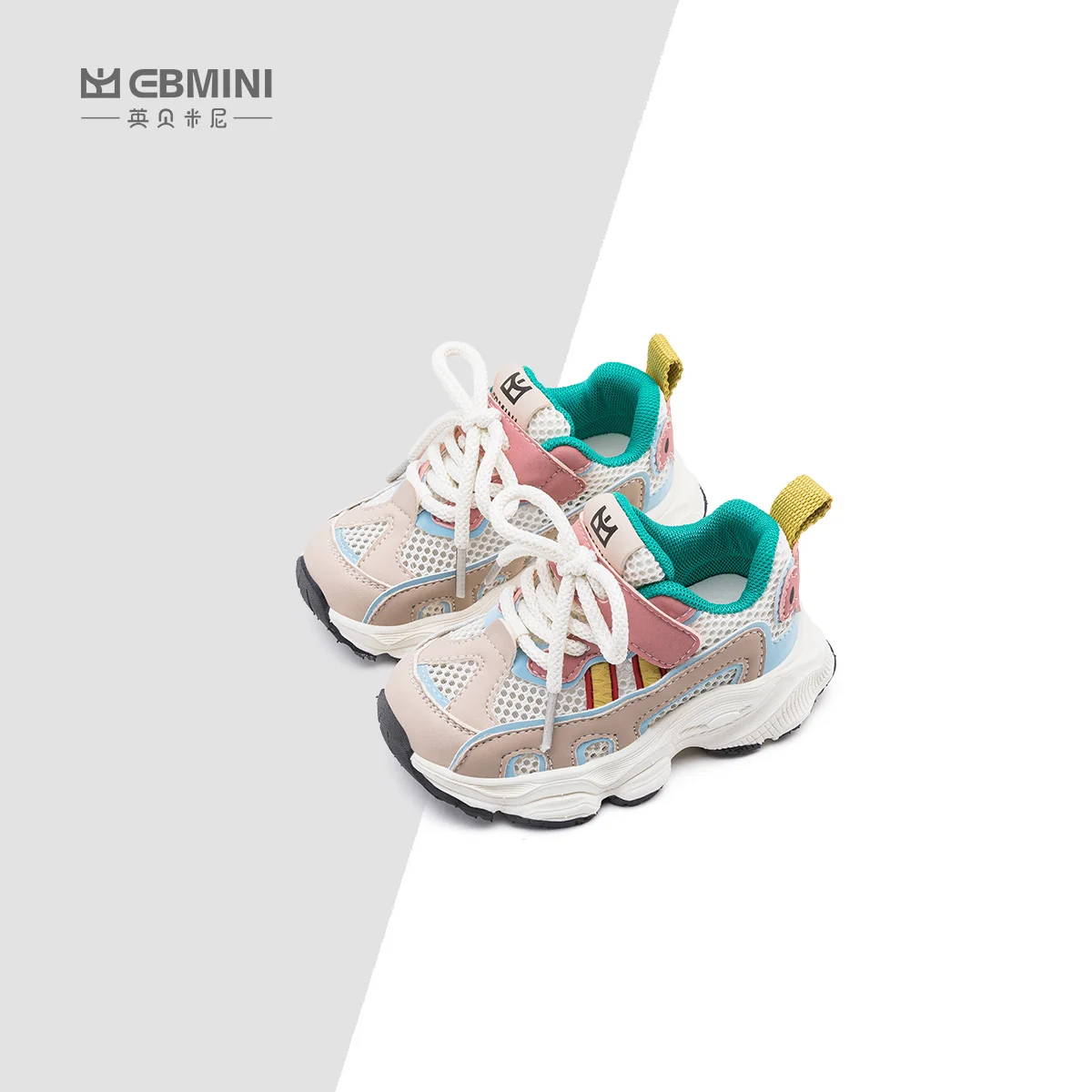 Ebmini spring and summer all-match color matching breathable non-slip soft sole comfortable babies clunky sneakers