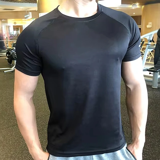 high Quality Cheap Custom Men Activewear T Shirts 100% Polyester T Shirts Gym Elastane Athletic Quick Dry Top Shirts Mens